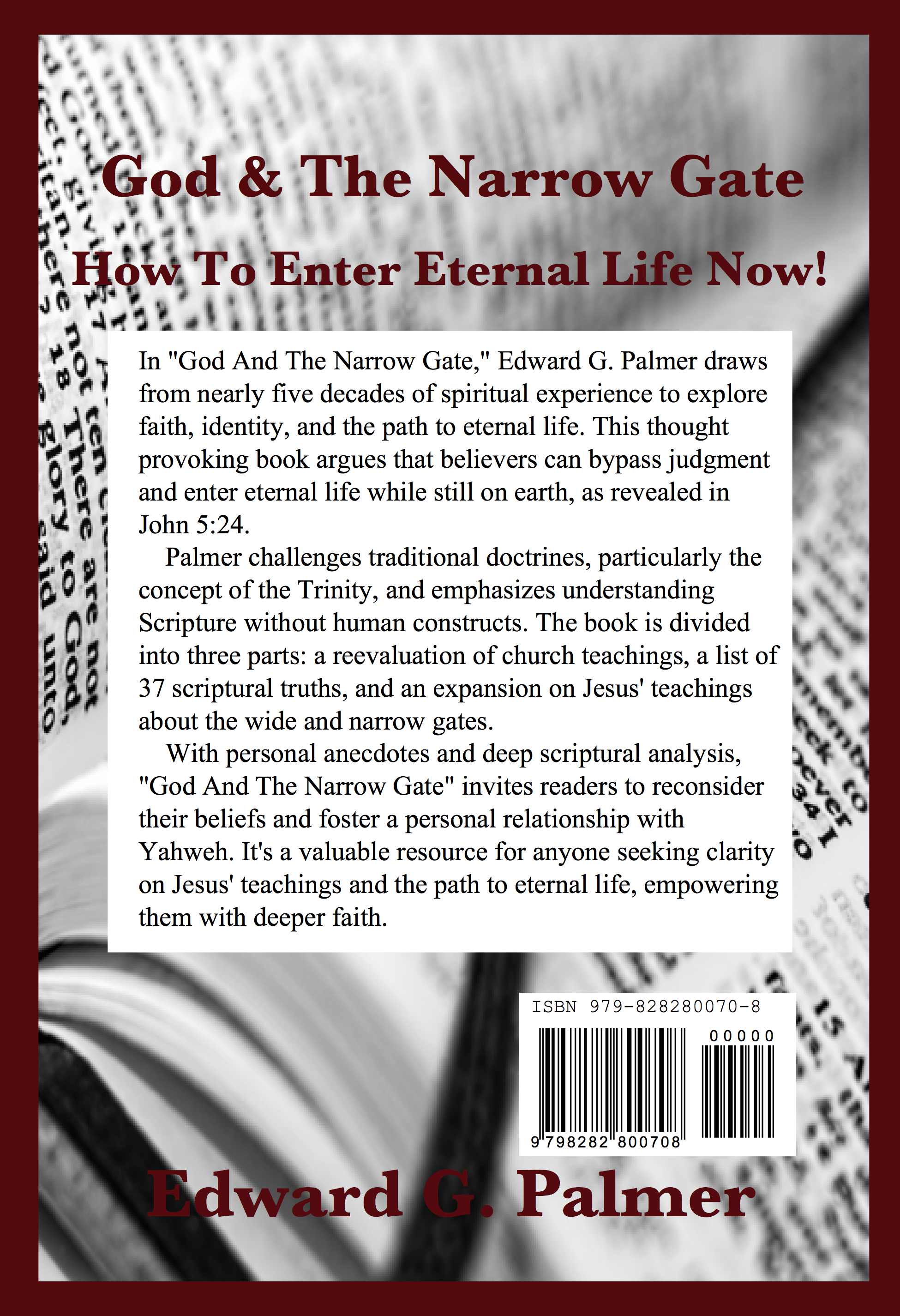 Back cover of God And Jesus: The Identity Crisis Book